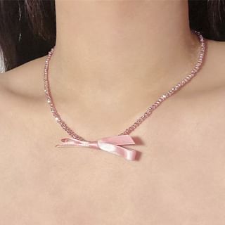 Pendant Bow With Necklace Beaded