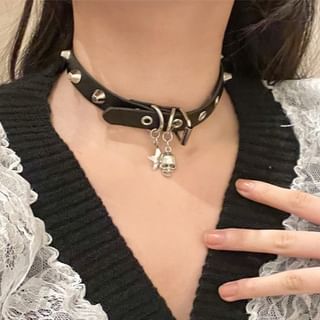 Faux Leather Studded Choker