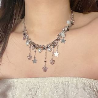 Necklace Faux Pearl Beaded Star