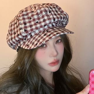 Cap Newsboy Heart Print