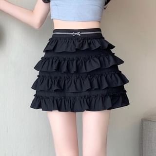 A-Line Tiered Skirt High Bow Rise Mini