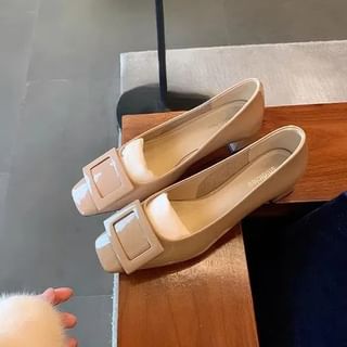 Buckled Pumps Chunky Square Toe Heel
