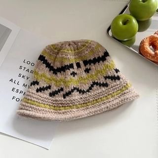 Hat Bucket Knit Patterned
