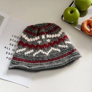 Hat Bucket Knit Patterned