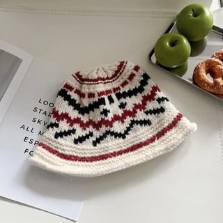 Hat Bucket Knit Patterned