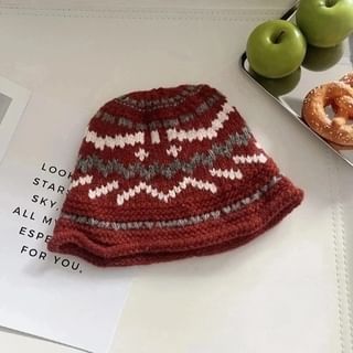 Hat Bucket Knit Patterned
