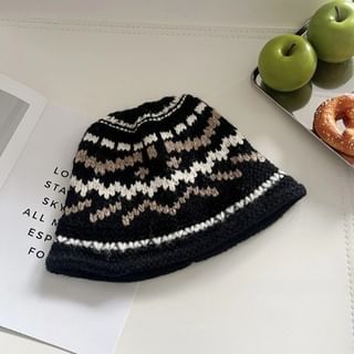 Hat Bucket Knit Patterned