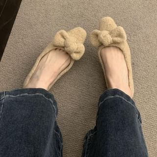 Wholesale SampleSquare Toe Bow Wool Flats