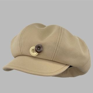 Buttoned Newsboy Plain Cap