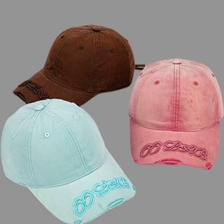 Lettering Embroidered Washed Cap Baseball