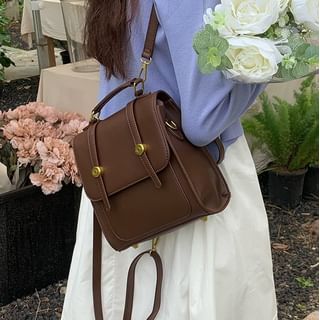 Wholesale Sample Leather Faux Plain Backpack Flap