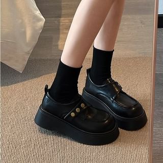 Strap Faux Platform Leather Adhesive Shoes Plain