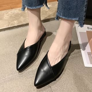 Toe Mules Pointed Faux Leather