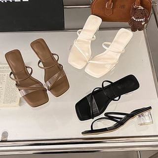 Square Heel PVC Toe Low Sandals Slide