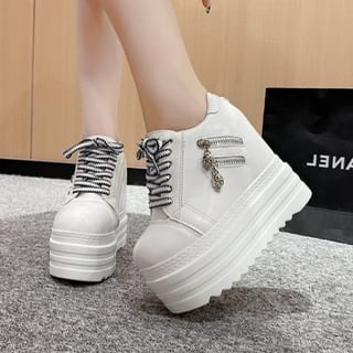 Hidden Sneakers Platform Wedge Panel Zip