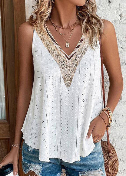 Thin Pink Out Loose Sleeveless Tank Hollow