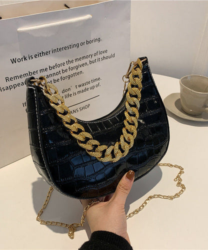Faux Linked Shoulder Chain Bags Leather Green Modern