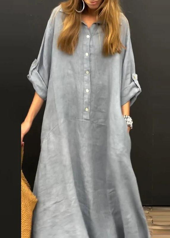 SampleNatural Pink Peter Pan Collar Patchwork Long Dress Fall