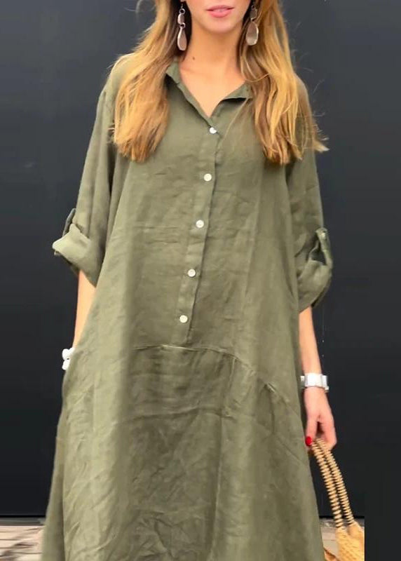 SampleNatural Pink Peter Pan Collar Patchwork Long Dress Fall