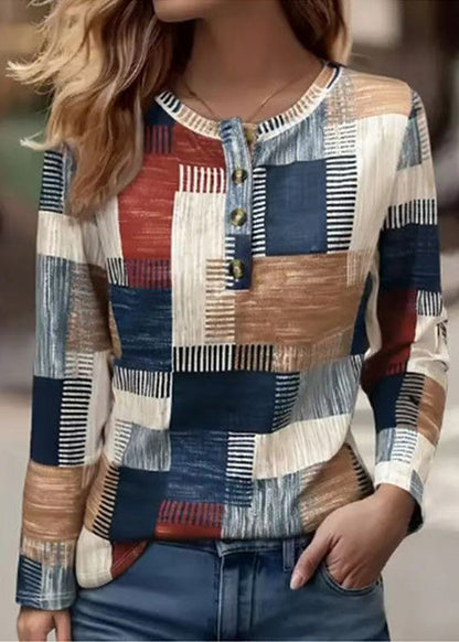 SampleNew Casual Printed Cotton T-Shirt Long Sleeves
