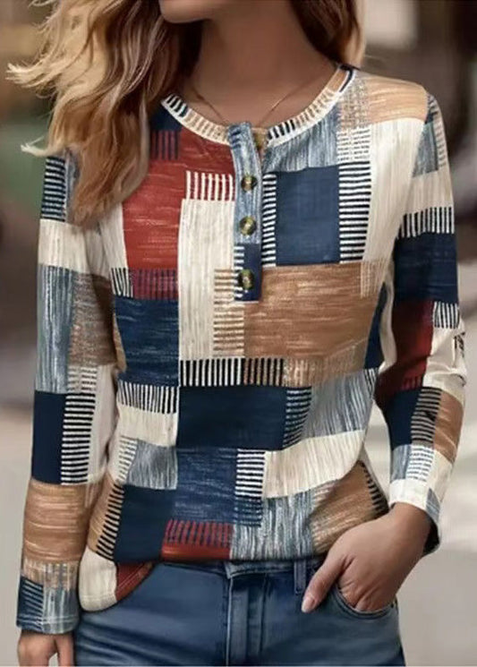 Wholesale SampleNew Casual Printed Cotton T-Shirt Long Sleeves