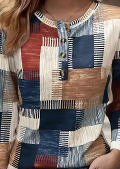 SampleNew Casual Printed Cotton T-Shirt Long Sleeves