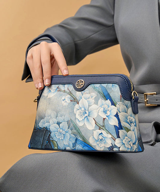 Clutch Silk Print Versatile Organic Navy Bag
