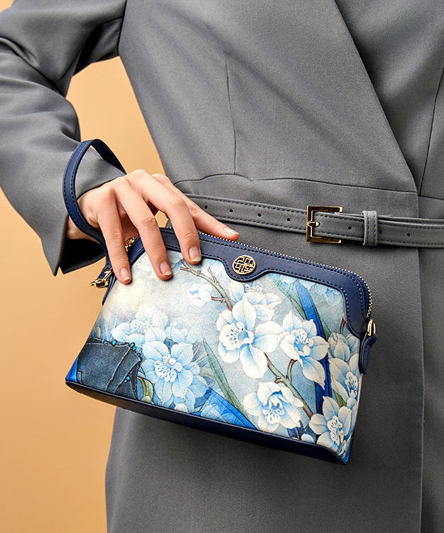 Clutch Silk Print Versatile Organic Navy Bag