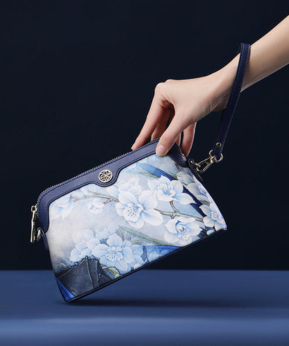 Clutch Silk Print Versatile Organic Navy Bag