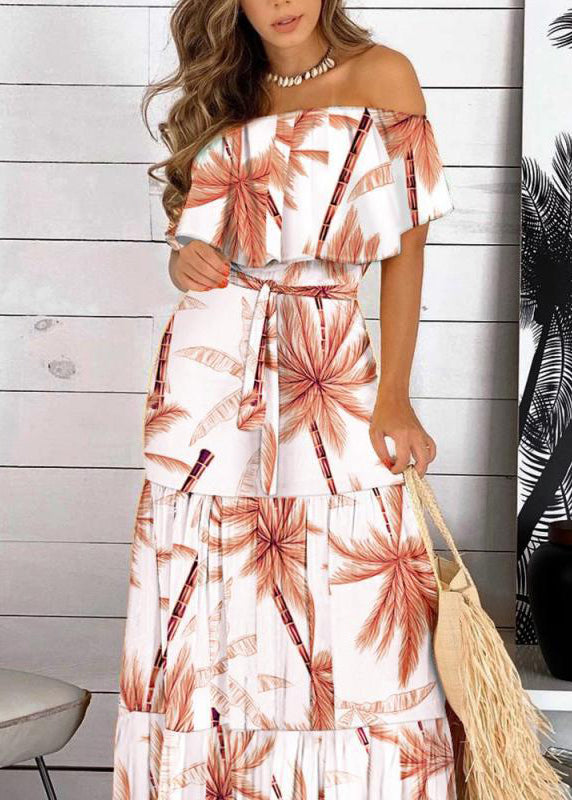 Patchwork Neck Slash Red Dresses Tunic Long Summer Organic