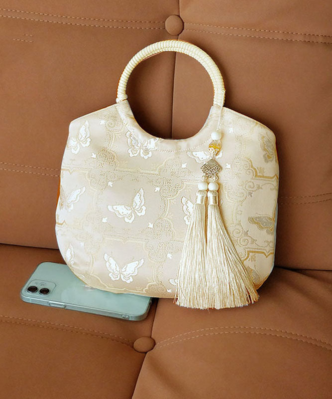 Handbag Print Original New Tote Beige Chinese Tassel