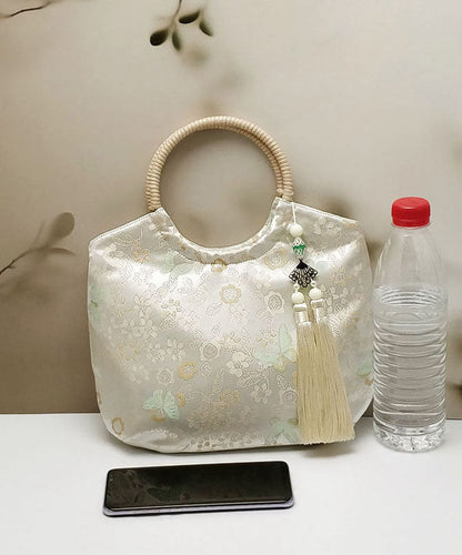 Handbag Print Original New Tote Beige Chinese Tassel