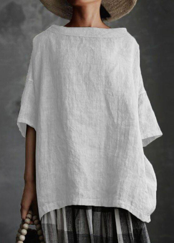 SamplePlus Size Grey O-Neck Solid Patchwork T Shirts Summer