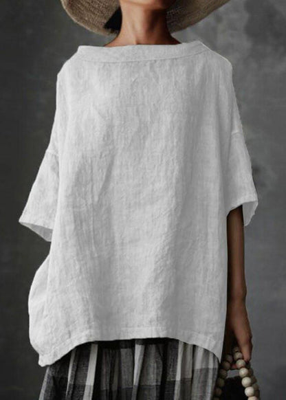 SamplePlus Size Grey O-Neck Solid Patchwork T Shirts Summer