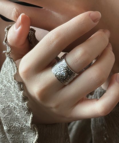 Open Silk Silver Jade Rings Sterling Retro