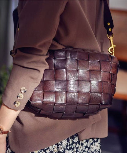 Retro Bags Shoulder Leather Design Weave