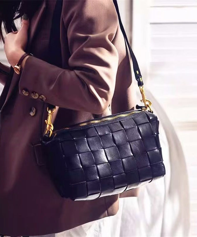 Retro Bags Shoulder Leather Design Weave