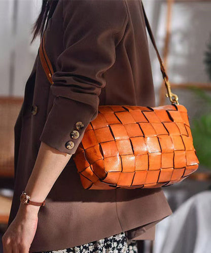 Retro Bags Shoulder Leather Design Weave