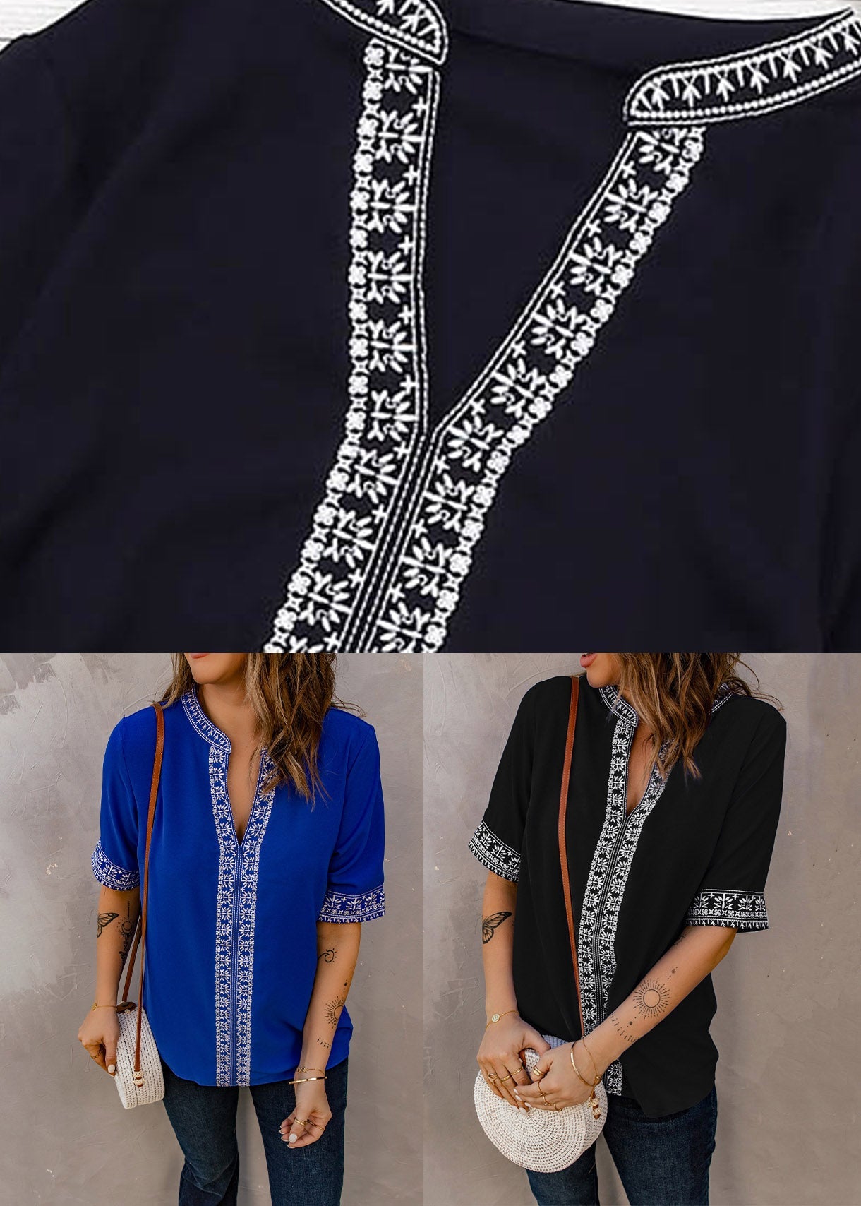 Blue Summer T Royal Thin Shirts Embroidered