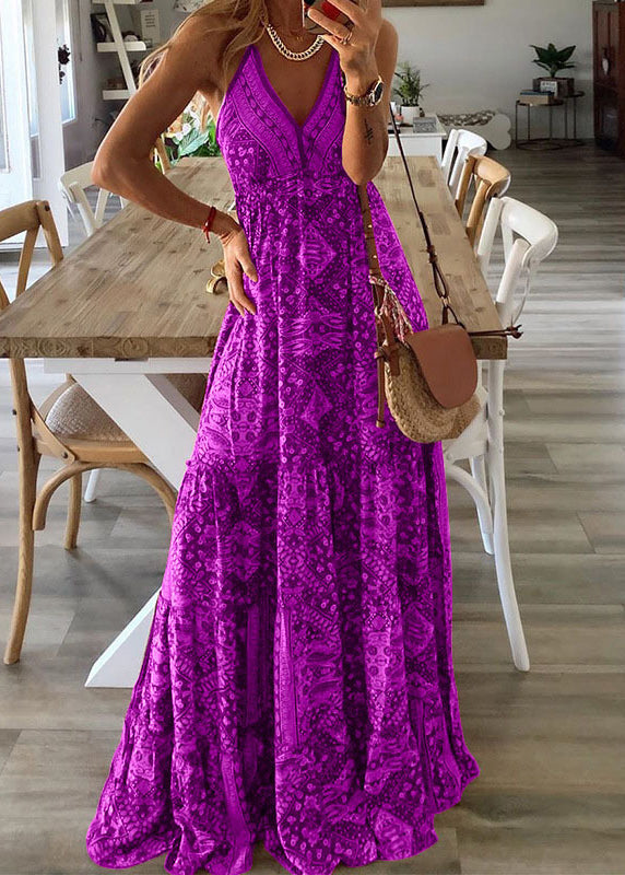 Sleeveless Spaghetti Long Sexy Print Dress V Green Strap Holiday Neck