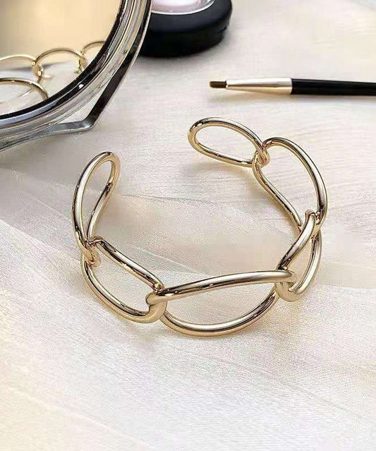 Metal Hollow Chain Style Gold Open Out Cuff