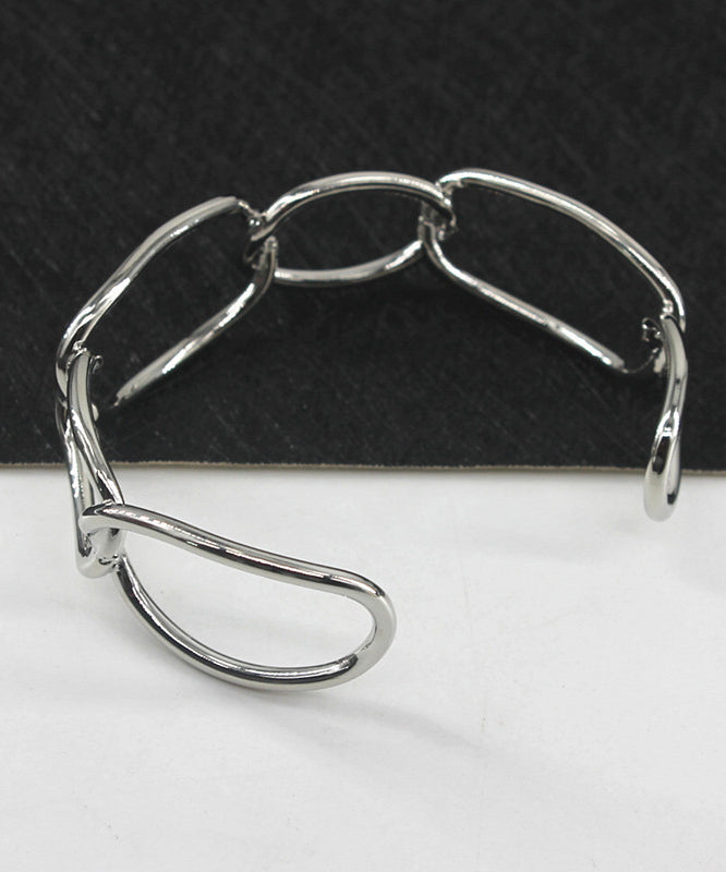 Metal Hollow Chain Style Gold Open Out Cuff