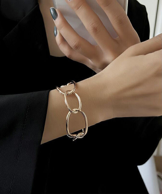 Metal Hollow Chain Style Gold Open Out Cuff
