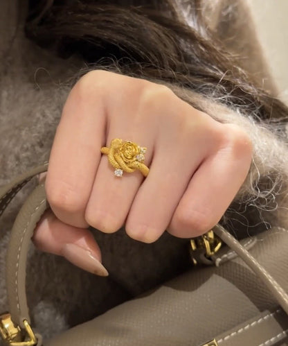 And Silver Rose Snake Rings Sterling Zircon Unique Overgild Gold