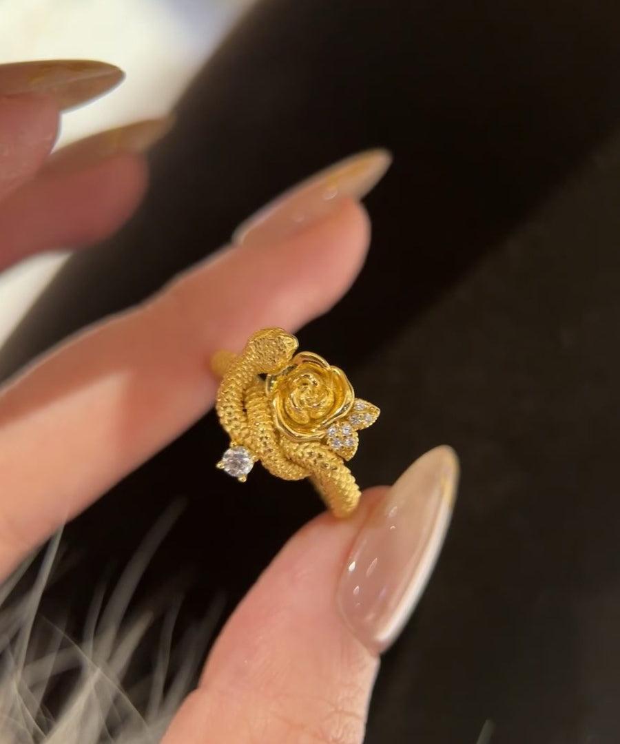 And Silver Rose Snake Rings Sterling Zircon Unique Overgild Gold