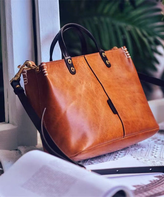 Brown Tote Vintage Large Leather Handbag Durable