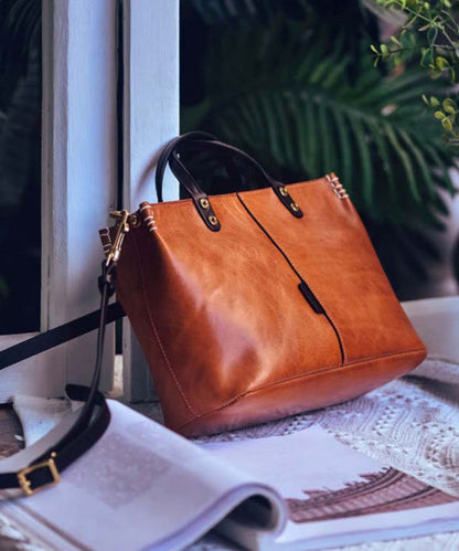 Brown Tote Vintage Large Leather Handbag Durable