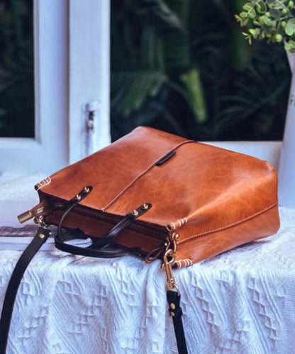 Brown Tote Vintage Large Leather Handbag Durable
