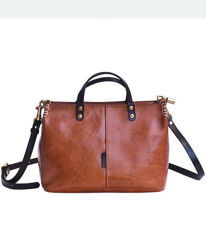 Brown Tote Vintage Large Leather Handbag Durable