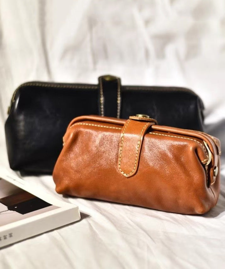 Leather Vintage Solid Clutch Durable